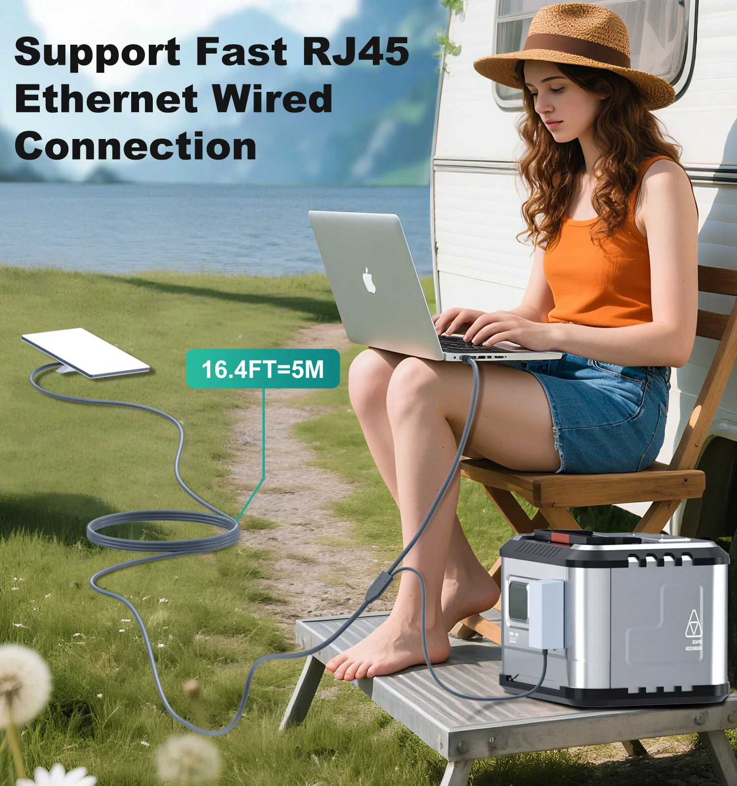 스타링크 미니용 2-in-2 데이터/전원 연장 케이블 5m DC/USB-C 고속 충전 이더넷 케이블 (스타링크 미니 표준형 전용)