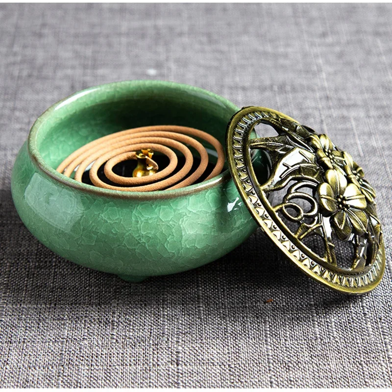 Y Ceramic Ice Cracking Incense Burner Coil Cone Stick Incense Burner Holder Home Ornaments Japanese Incense Burners Zen Decor - Image 3