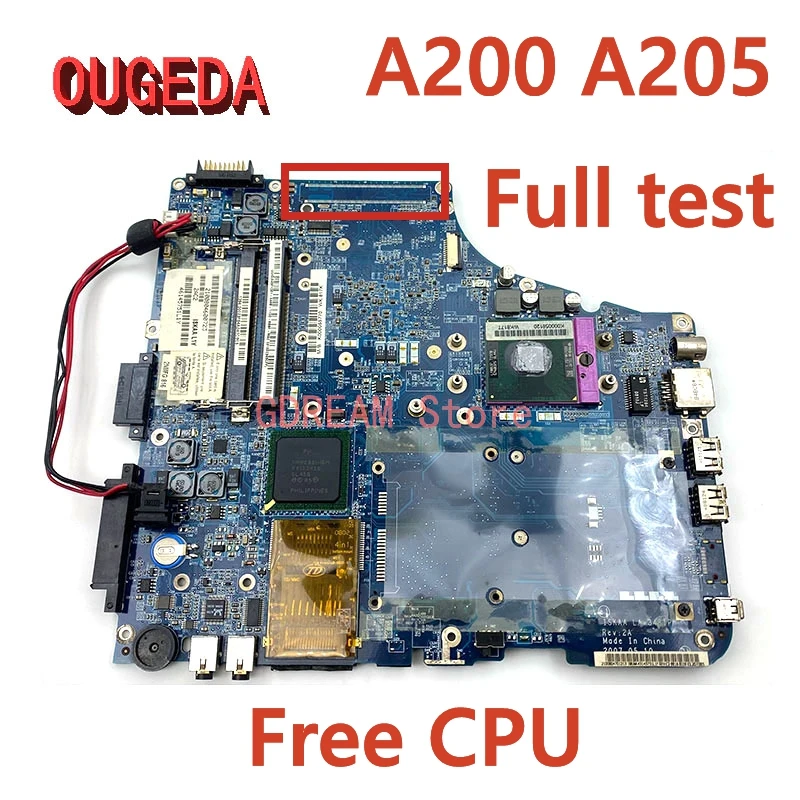

OUGEDA ISKAA LA-3481P K000055760 K000055770 Mainboard For Toshiba Satellite A200 A205 Laptop Motherboard 965GM DDR2 Full test