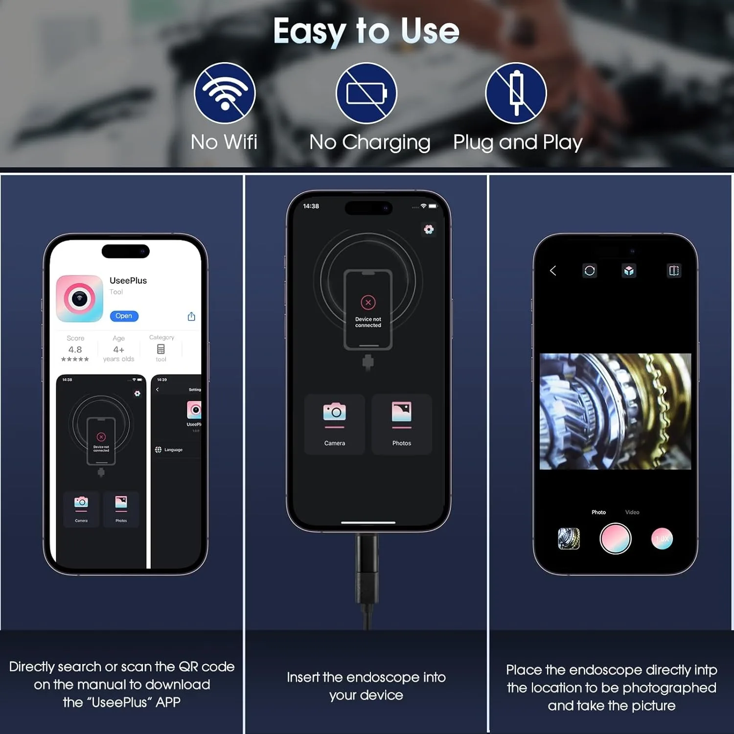 8mm IP67 Waterproof Endoscope Camera with 8 Adjustable LED Lights, Pipeline Inspection Borescope for iOS/Android Phone Tablet 5