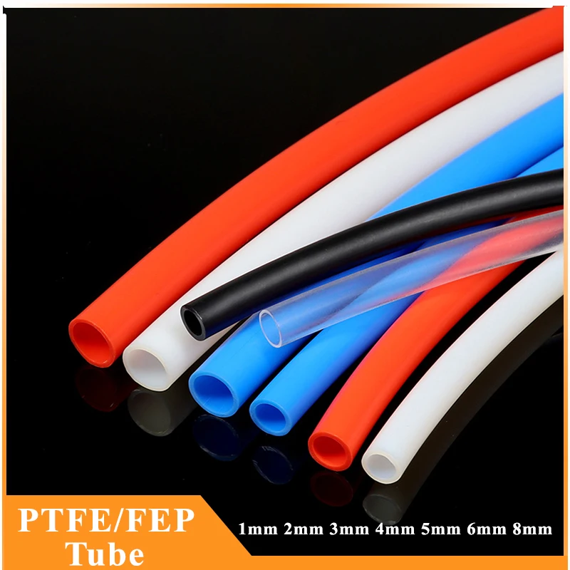 

1/5/10m PTFE FEP Tube 1mm 2mm 3mm 4mm 5mm 6mm 8mm For 3D Printer Parts Pipe Bowden J-head White,Clear,Blue,Red,Black,Grey