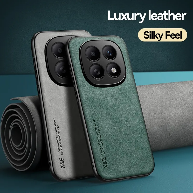 Luxury Shockproof Sheepskin Leather Phone Case with Magnetic Car Holder