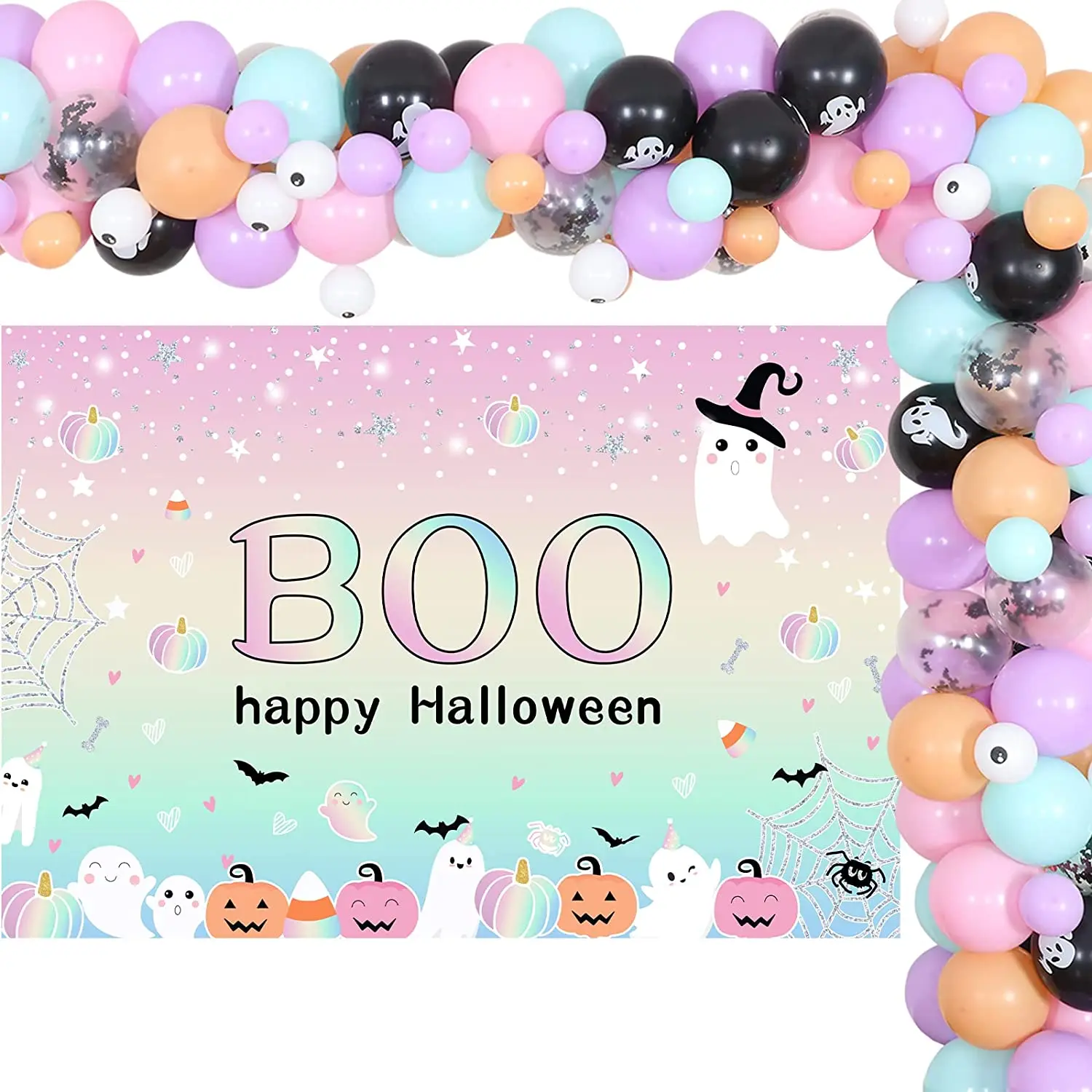 

Halloween Party Decorations, Purple and Blue Balloon, Garland Kit, Boo Day Backdrop, Ghost Eyeball, Birthday Supplies