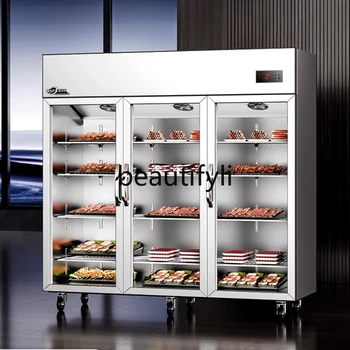 Vegetable Fresh-Keeping Cabinet Double Door Three Door Refrigerated Display Cabinet Commercial Vertical Refrigerator Freezer