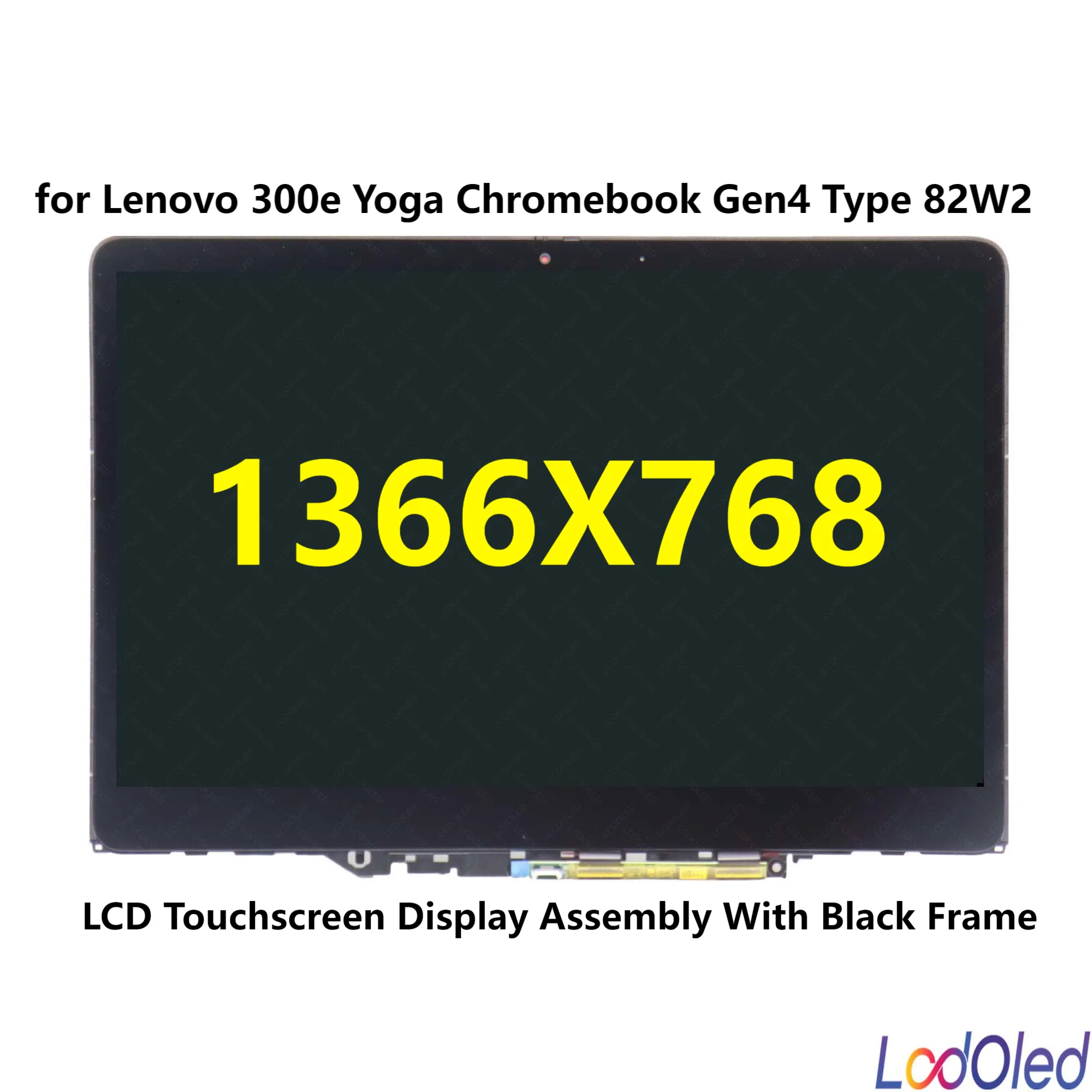 11.6 "Led Fhd Lcd Touch Screen Display Digitizer Assembly + Frame (Nero) Per Lenovo 300E Yoga Chromebook Gen4 1366 X768 30Pin