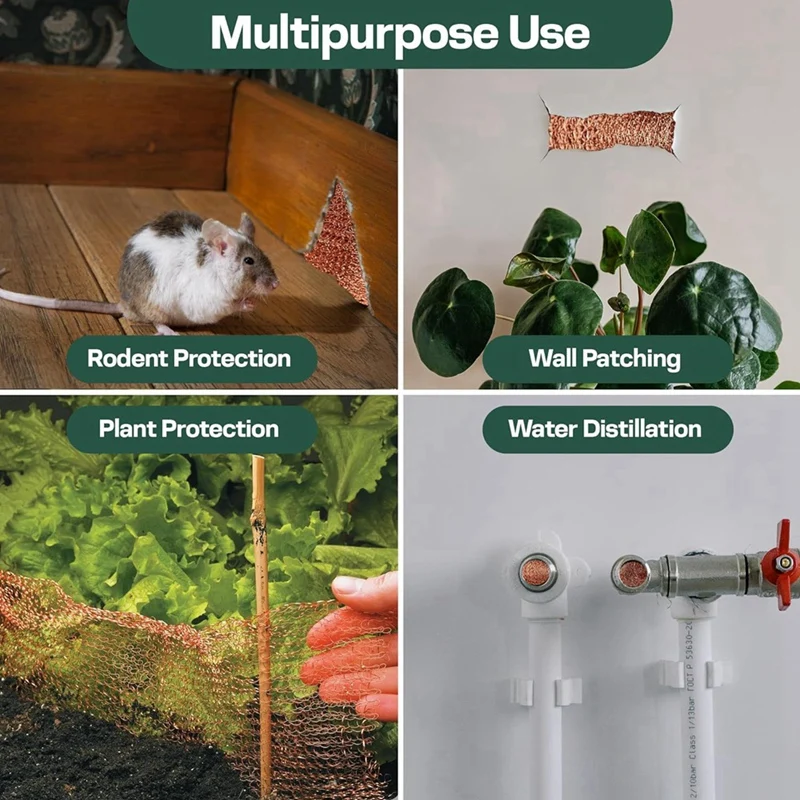 SUNFLO Copper Mesh Rodent Control Kit, 5 Inch X 35Ft Rustproof Copper Wool Blend, DIY Hole Filler, Complete Tool For Mice