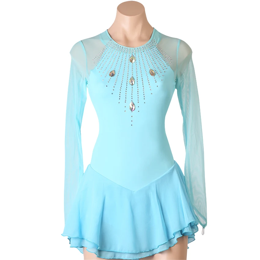 

Rhinestone Figure Ice Skating Dress Gymnastics Leotard Ballroom Ballet Dance Costume Women Lace Training Performance Clothing