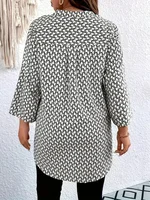 Plus Size 1XL-5XL Women Fashion Roll Up Shirts Ladies Casual Notched Neck Tunic Boho Blouse  Long Sleeve BlouseShirt Top - Image 5