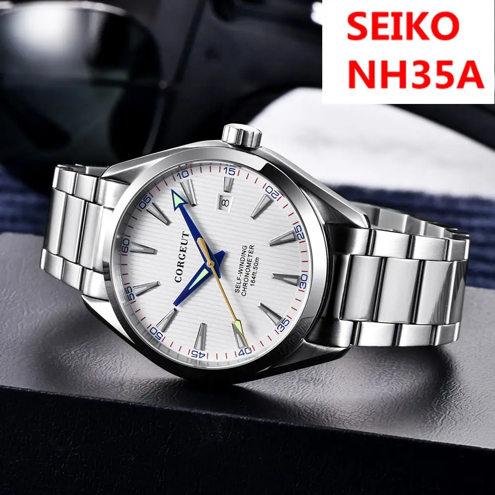 NH35 Watch For Men Corgeut 41mm Male clock Automatic calendar date Mechanical Sapphire Glass wristwatch luxury Reloj Hombre