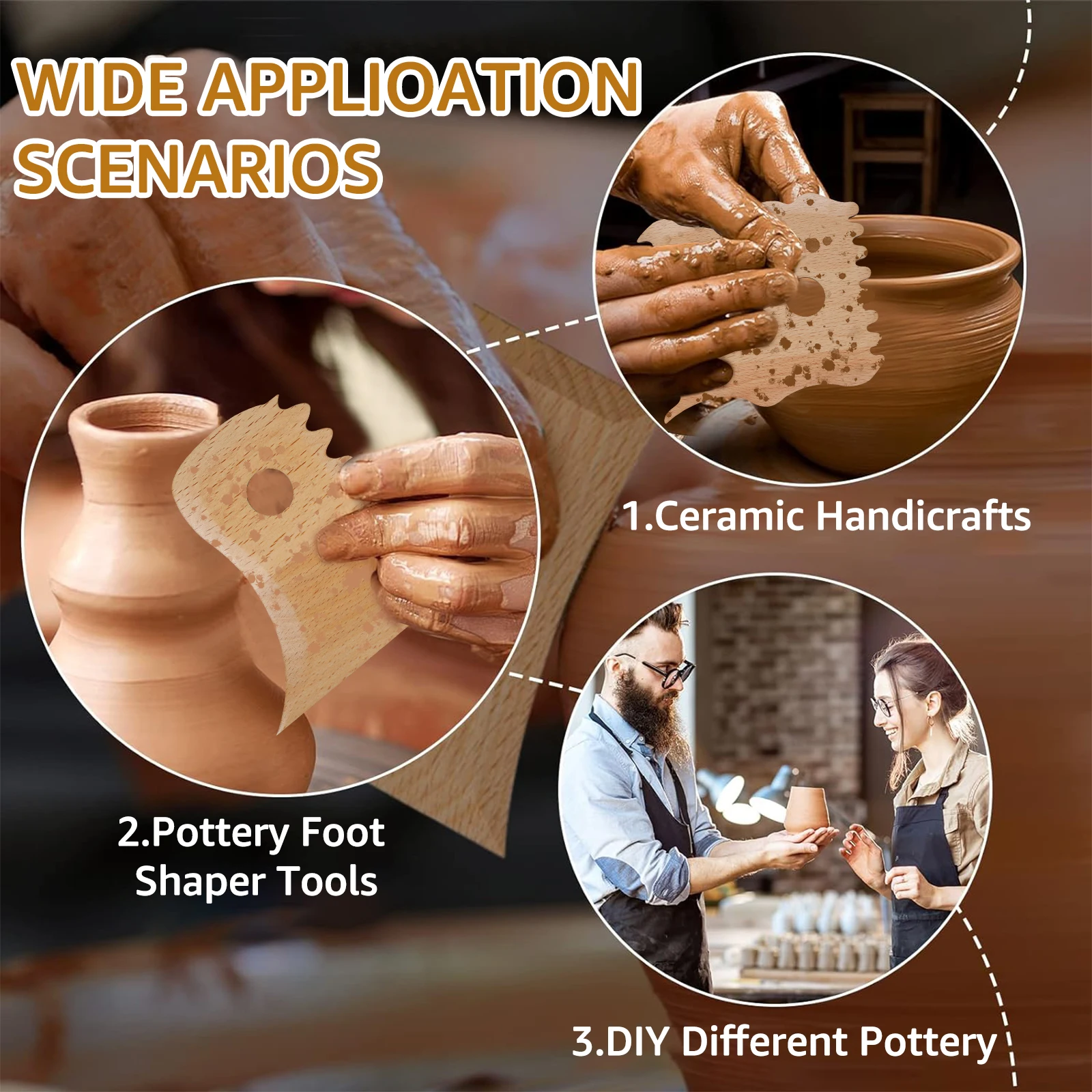 7Pcs Pottery Ribs Beech Wood Pottery Tools DIY Clay Foot Shaper Tools Multipurpose Shaping Trimming for