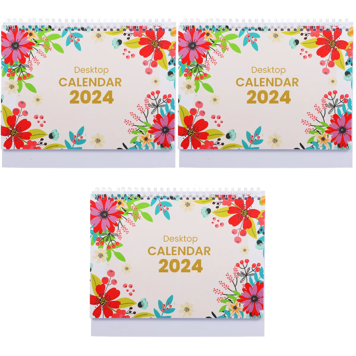 

3 Count Vintage 2024 Desk Calendar Office Birthday Decoration for Girl Tabletop Paper Decorative