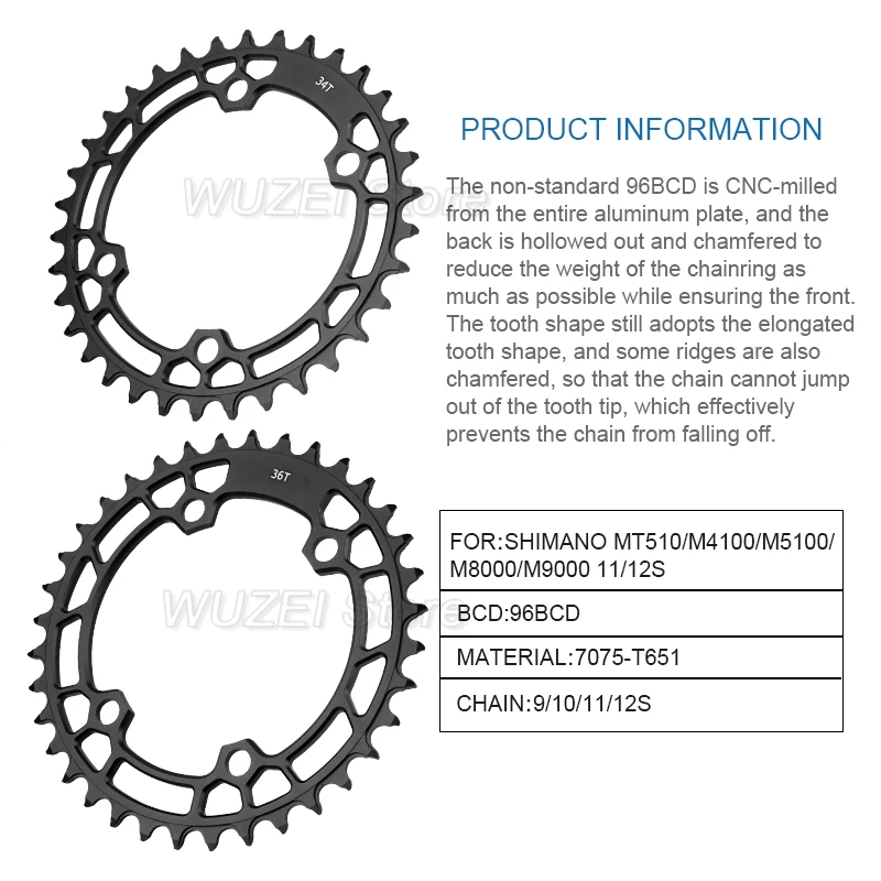 Bike Chainring Shimano 96bcd Round MTB 96BCD 26/36T 32/34/36T For M7000 M8000 M4100 M5100/MT510 bike crank Crown