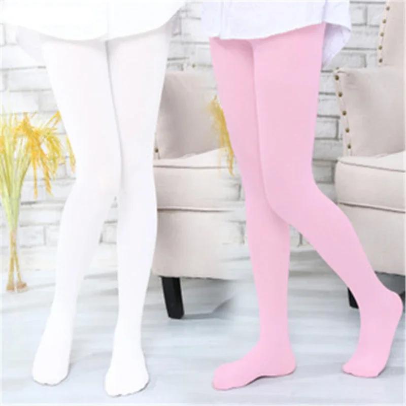 Summer Spring Candy Color Kids Pantyhose Ballet Dance Tights for Girls Stocking Children Velvet Solid White Pantyhose