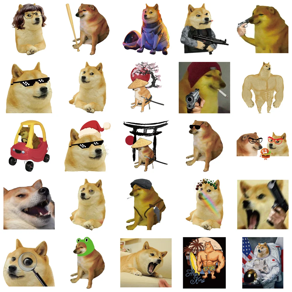 50PCS Doge MEME Funny Stickers Vintage For Hot DIY Kids Notebook Luggage Motorcycle Laptop Refrigerator Decals Graffiti Toys 3