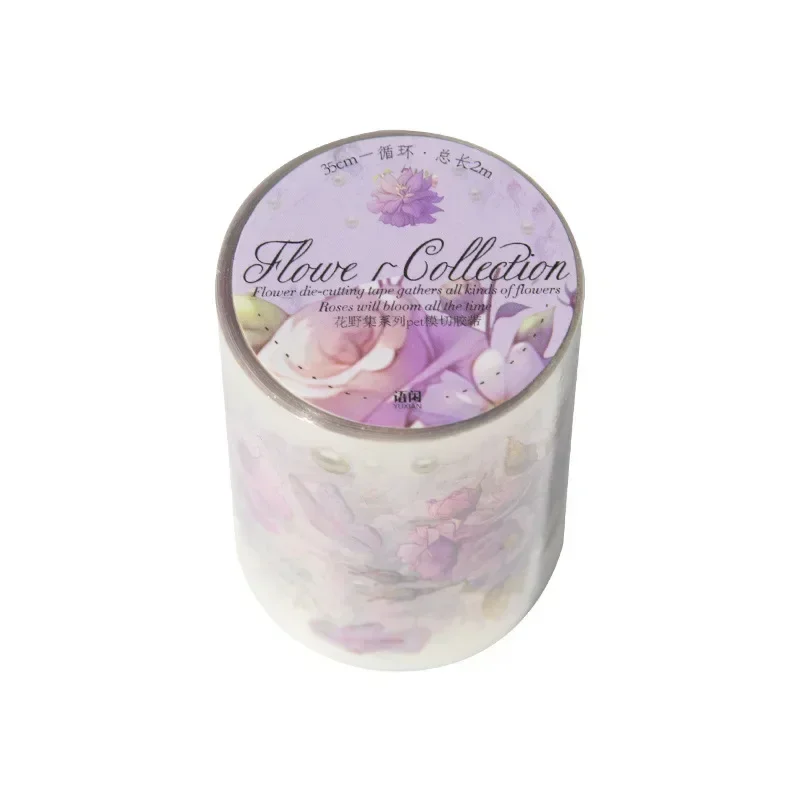1Roll 2M DIY material decoration loop sticker Supplies Adhesives Scrapbook Cut 55mm*2M Tape Flower Field PET Handbook 5