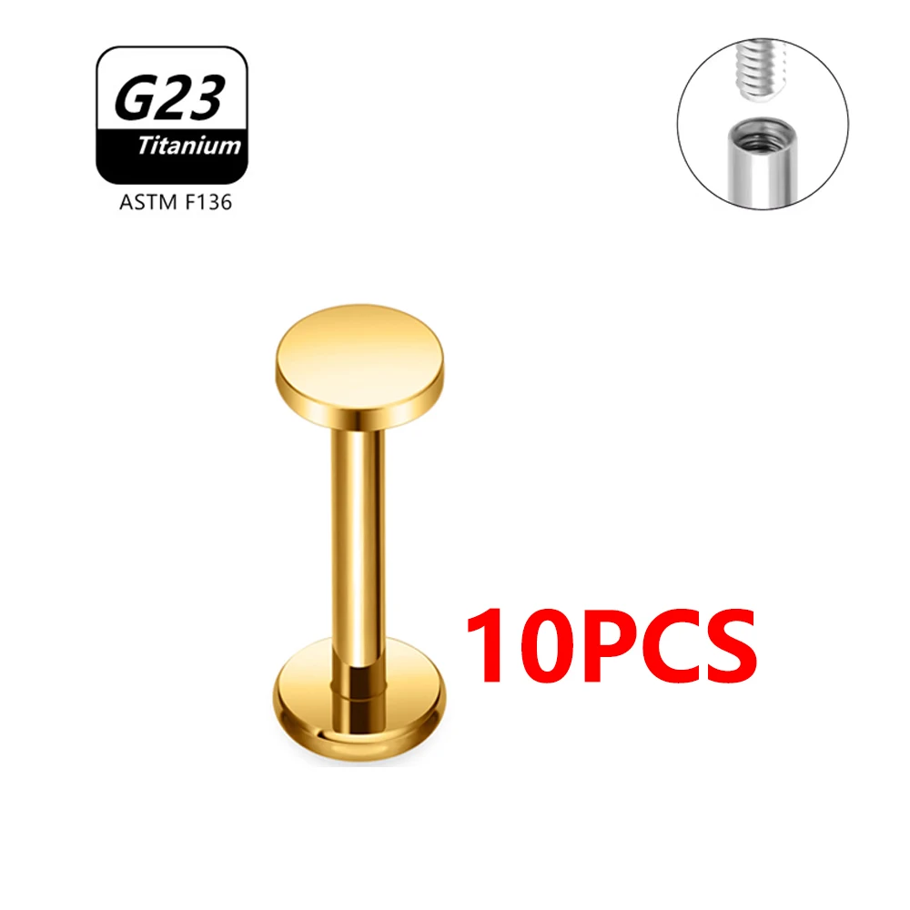 ASTM F136 Titan 1/10 Stück Ohrstecker 16G Runde Scheibe Knorpel Helix Tragus Ohrläppchen Nase Ohrstecker Schmuck Kreis Punkt Flache Scheibe – Detail 1