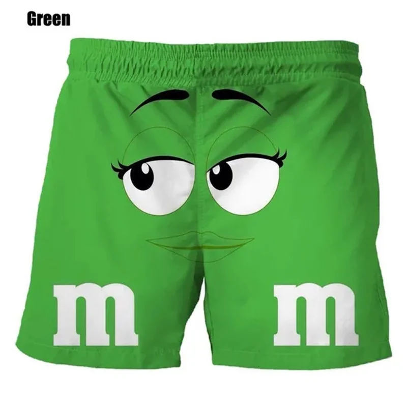 Food M&M's Chocolate Bean Beach Shorts Men Funny Kids 3D Printed Cartoon Cool Ice Swimsuit Board Summer Swim Trunk 5