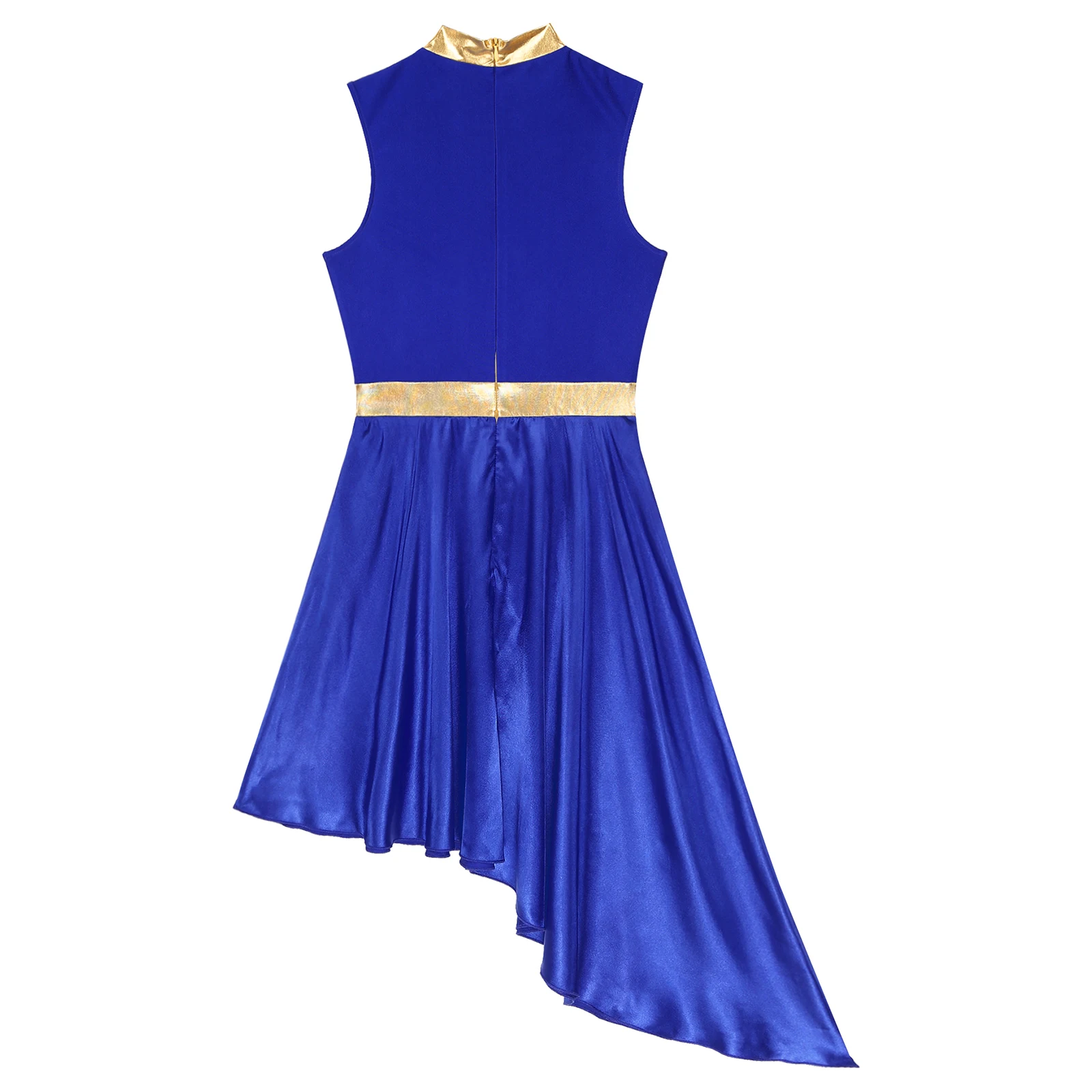 Women Lyrical Dance Dress Color Block Patchwork Invisible Zipper Back Flowy  Asymmetrical Hem Sleeveless Dresses Dancewear - AliExpress 200000532