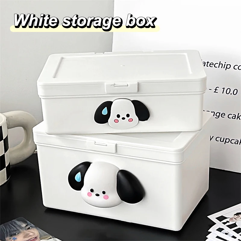 

Cute Plastic Desktop Storage Box With Lid Rectangular Plastic Collection Case Multipurpose Dustproof Durable Home Organizer Box