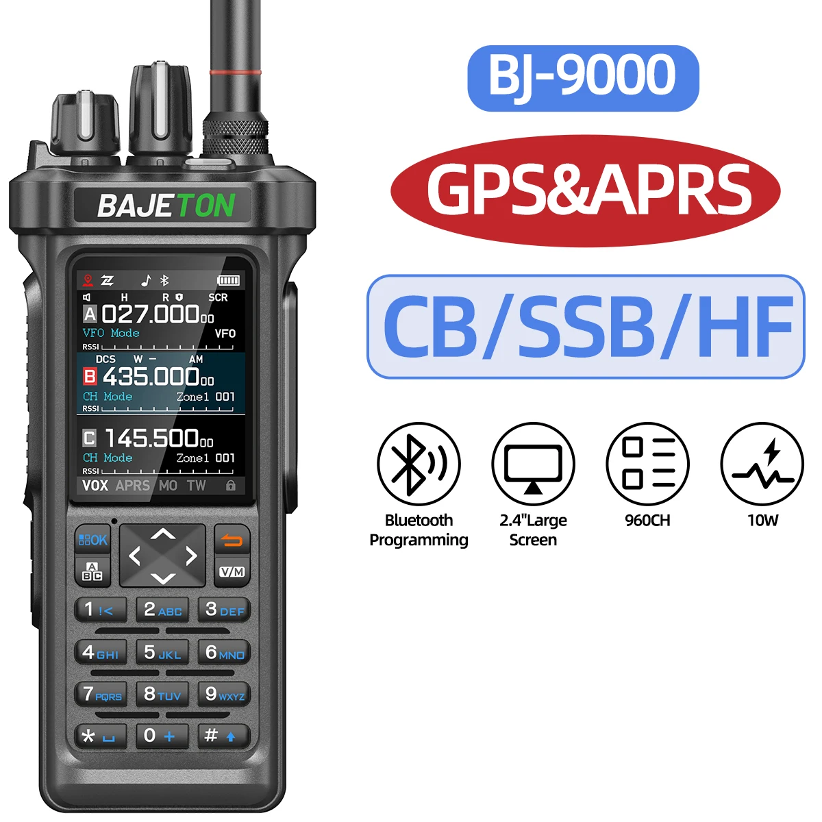 BAJETON BJ-9000 GPS APRSトランシーバー CB 27Mhz送受信機 SW MW LW