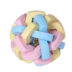 Boule de cloche colorée pour animaux de compagnie, jouet sonore, boule de caoutchouc résistante aux dents, élimination des taches, anneau de dentition, jouets d'entraînement pour chien, fournitures pour animaux de compagnie 