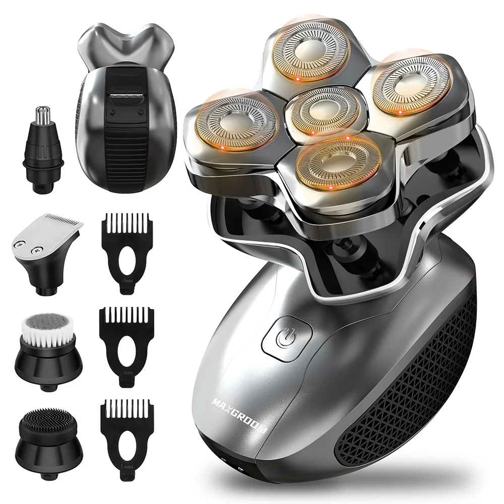 MAXGROOM 5D Head Shavers for Men 5 in 1 Electric Shaver Waterproof Head Shaver Beard Trimmer Rechargeable Head Shaving Machine 2