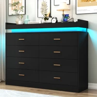 8 Drawer Dresser with LED Light, Modern Chest of Drawers for Closet, 47" Wide Drawer Organizer Cabinet for Bedroom, Living Room 2