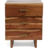 Christopher Knight Home Terrell Handcrafted Boho Acacia Wood 3 Drawer Nightstand, Dark Natural 1