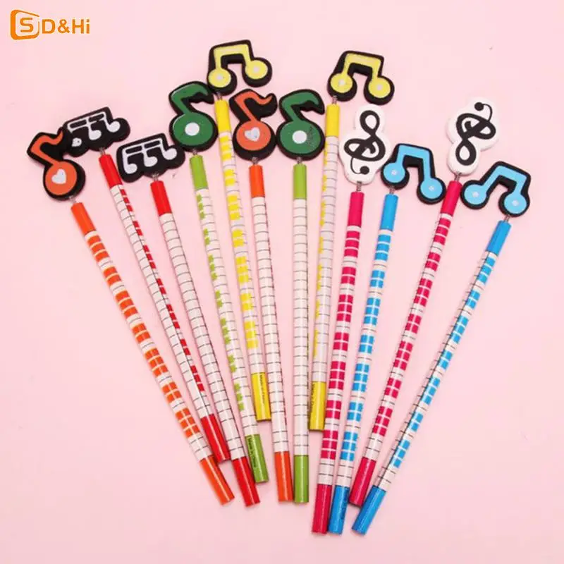 

6pcs/lot Creative Pencil Musical Writing Note Wooden Pencil Stationery For Student School Supplies Color Randomly