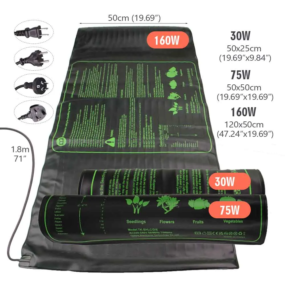 3-size PVC Seedling Thermostat Heating Pad Waterproof Reptile Heat Mat for Greenhouse Indoor Garden Aquarium Terrarium Heaters