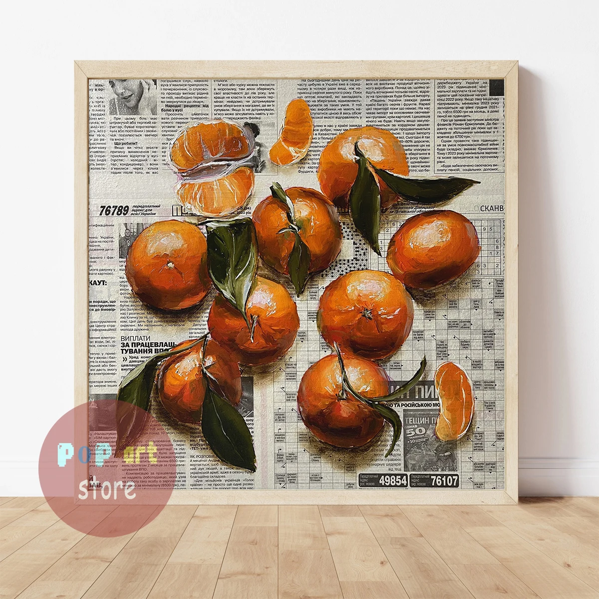 thumbnail image 1 of Fruits Vegetable Food Oil Painting Newspaper Art Poster Canvas Printing Fruit Art Decor Kitchen Dining Room Aesthetic Decoration, 1 of 5