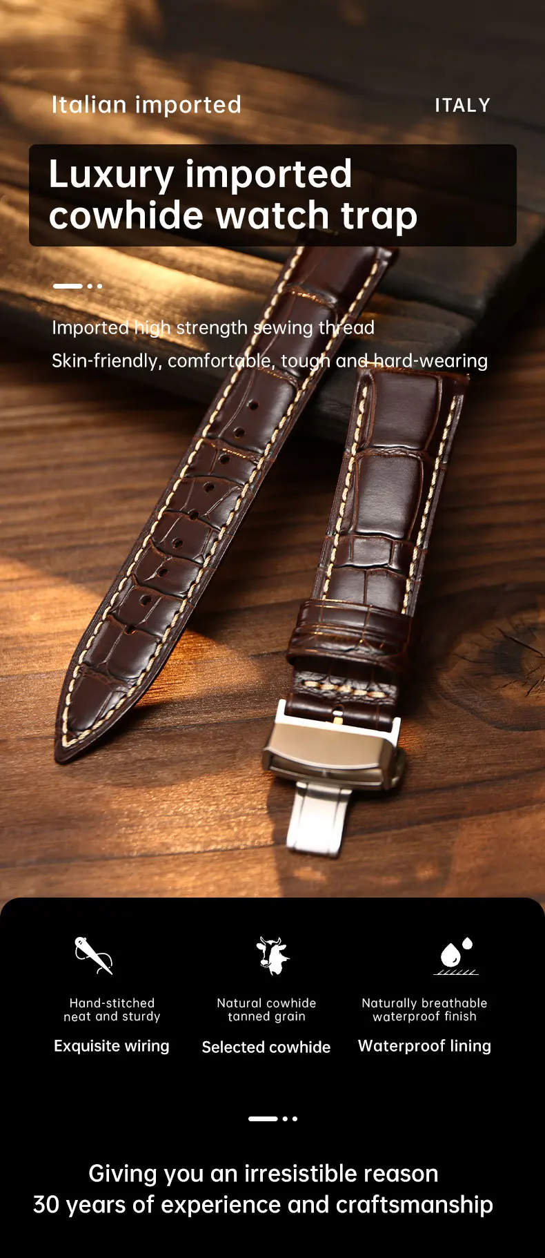 Maikes Top-Qualität Leder Uhrenarmband 20mm 22mm Zubehör Uhrenarmbänder Armbänder für Longines Jaeger-LeCoultre Uhrenarmband – Detail 1