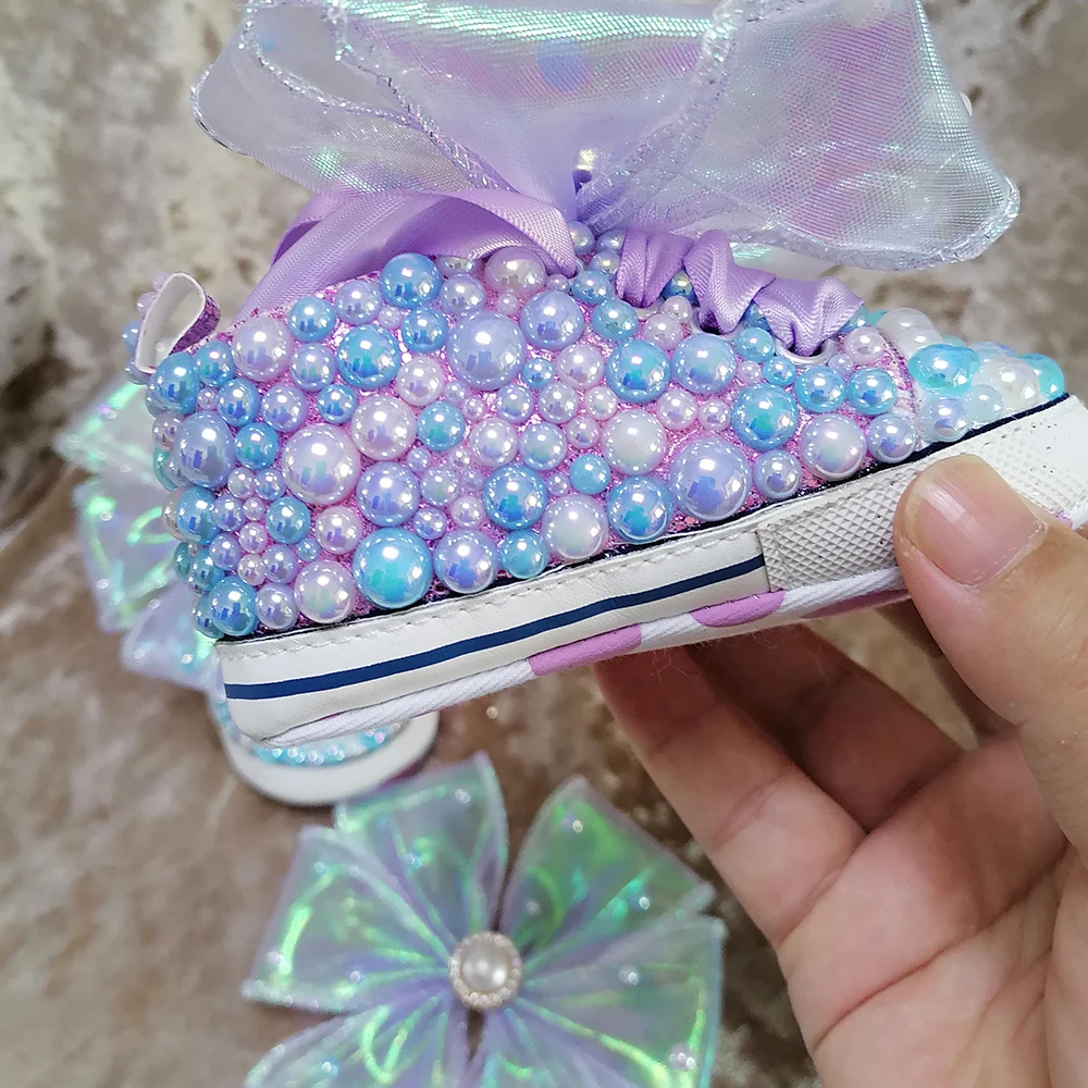 Dollbling Unicorn Bow Little Kid Glitter Sneakers Personalized Baby