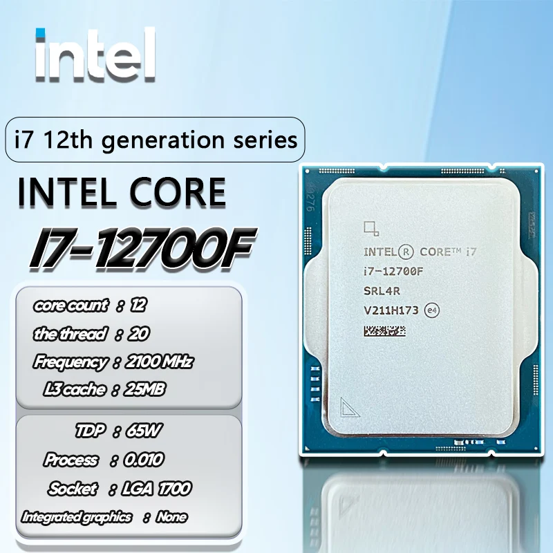 Intel Core i7-12700F NEW i7 12700F 2.1 GHz Twelve-Core Twenty-Thread CPU  Processor 10NM L3=25M 65W LGA 1700 New but without fan