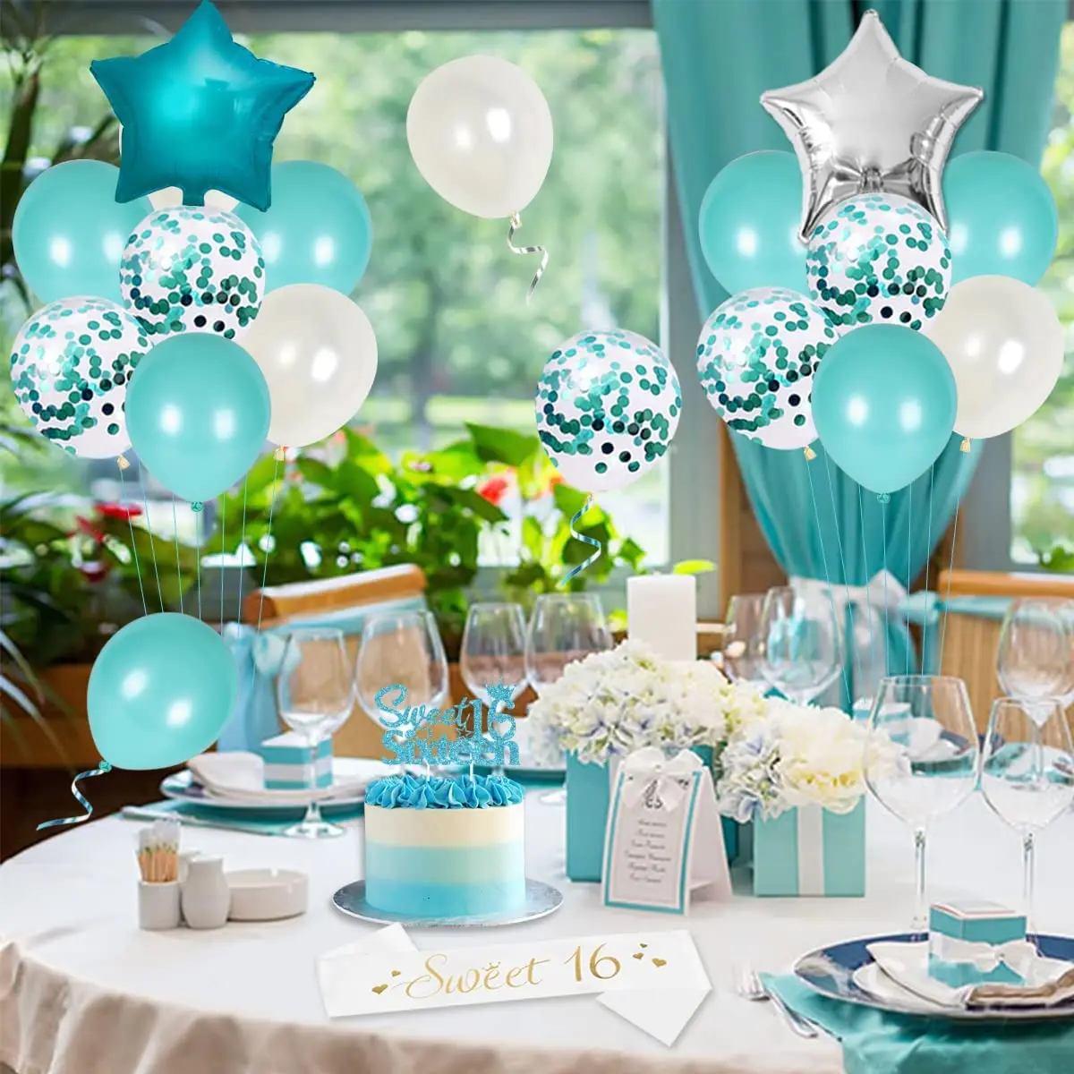 Teal Puff Ball Tissue Decoration - 16 in.