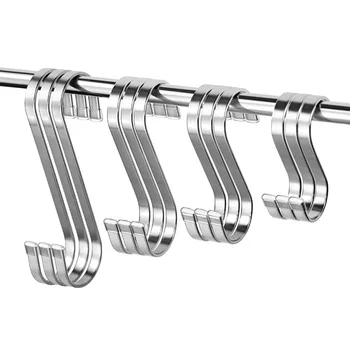 1 pz. Gancio a forma di S in acciaio inossidabile resistente per appendere pentole e utensili da cucina, utensili, vestiti, borse, tazze, asciugamani, piante 1