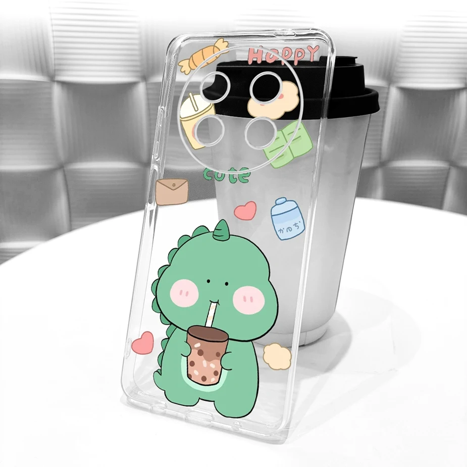 Cute Cat & Peacock Painted Soft Silicone Case - Enhanced Protective Cover