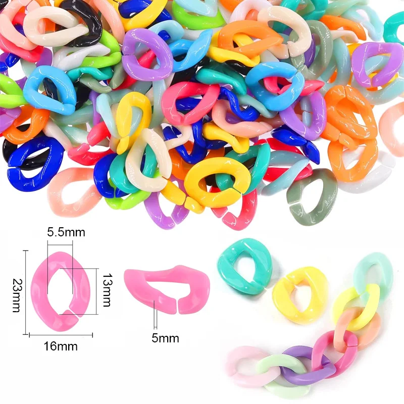 25pcs Shiny Acrylic Glitter Oval Chain Beads for DIY Jewelry and Accessories