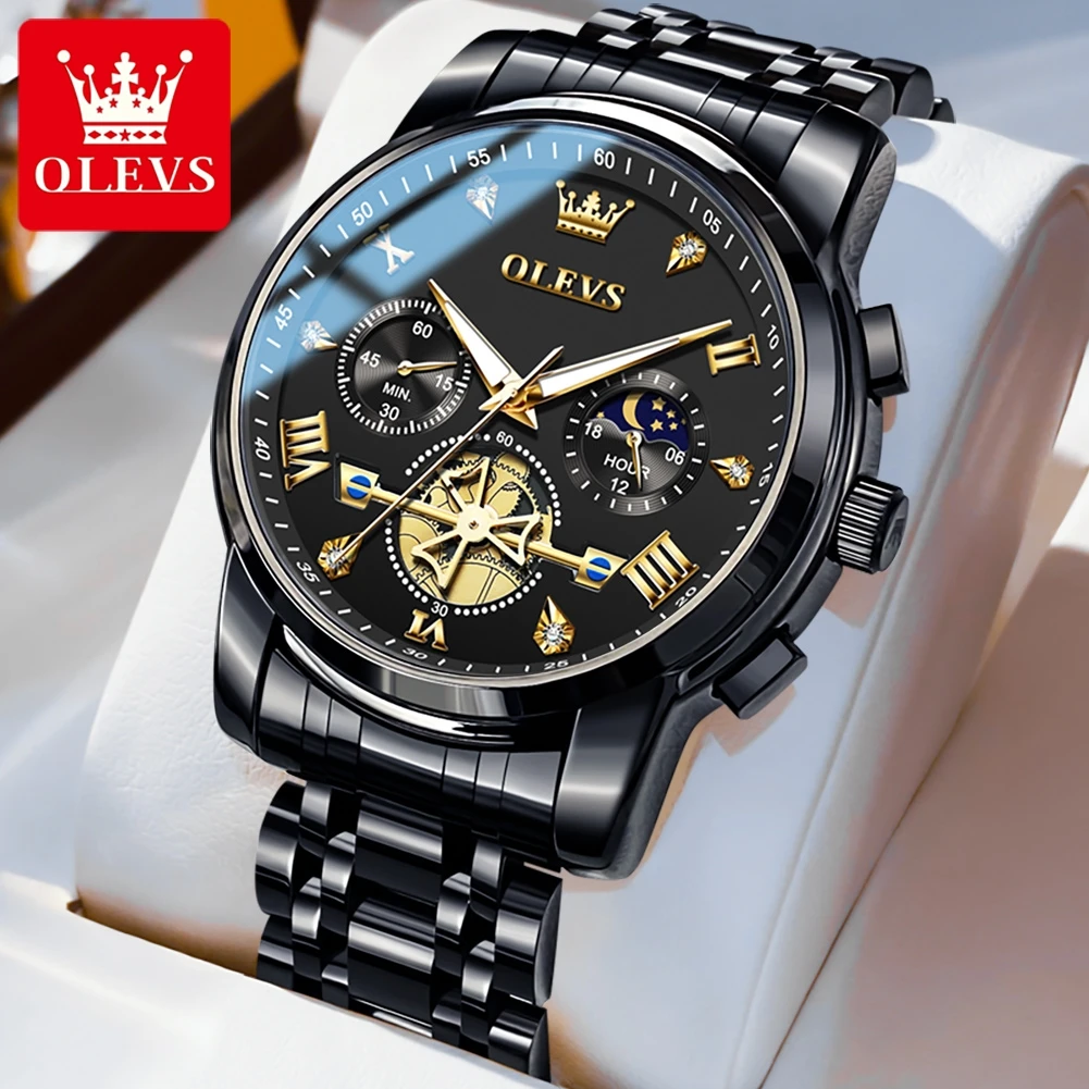OLEVS – Set Di Orologi Al Quarzo Per Coppie, Lui E Lei, Cassa In Acciaio Inox, Datario, Luminosi, Impermeabili 3 ATM, Bracciale Regolabile, Regalo Romantico