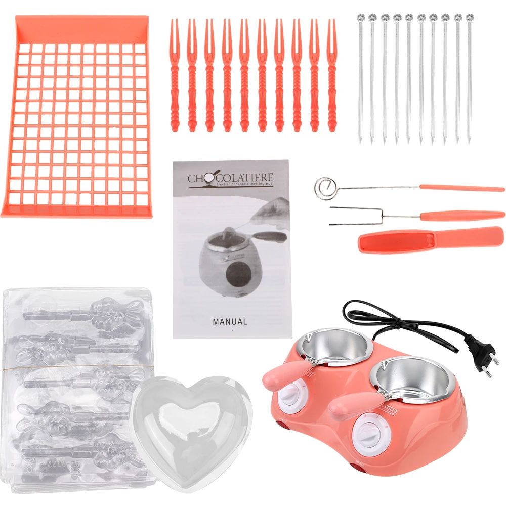 4 Set nel Acciaio Doppia Caldaia Manico Lungo Melting Pot,Brocca e