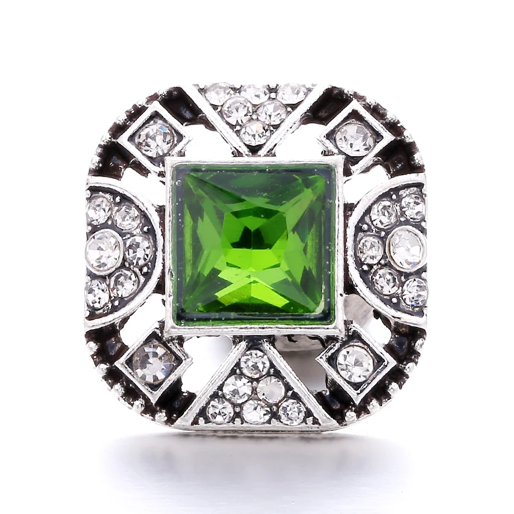 20pcs Vintage Crystal Square 18mm Metal Snap Buttons Fit Snaps Bracelet Necklace  Ginger Jewelry