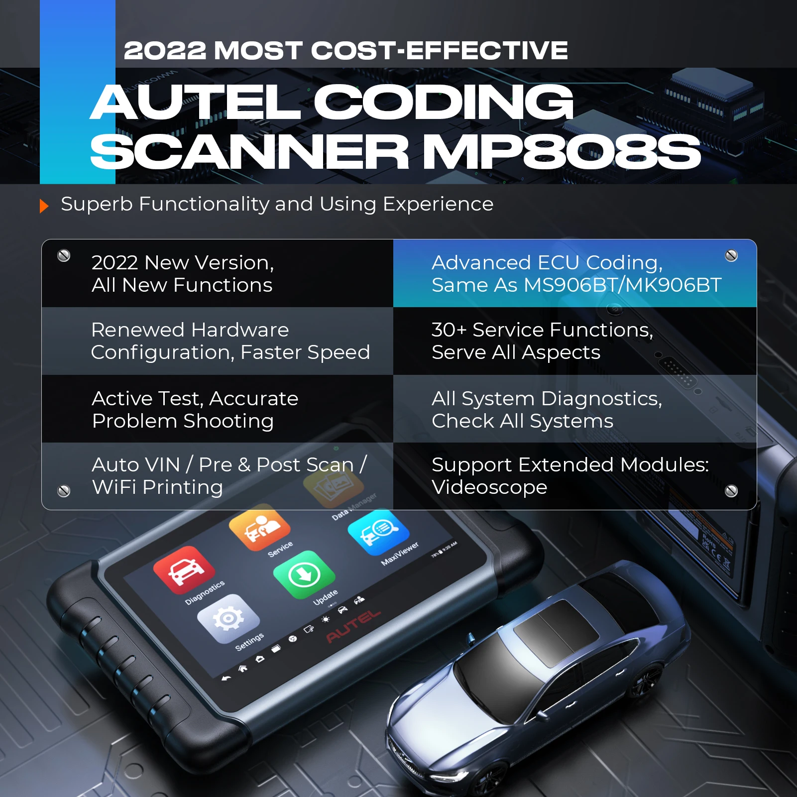 Autel MaxiPRO MP808S OBD2 自動車スキャナー診断ツール 双方向制御