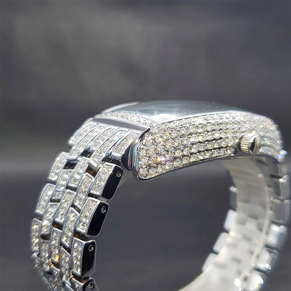 Orologio Uomo Al Quarzo Di Lusso - Quadrante Diamanti Data - Acciaio Inossidabile Impermeabile