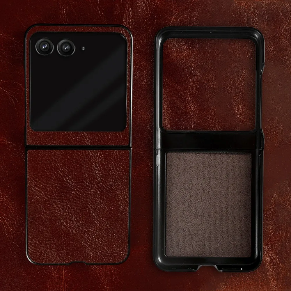 Luxurious Genuine Leather Shockproof Phone Case for Motorola Razr 50 Ultra - 2024 Edition