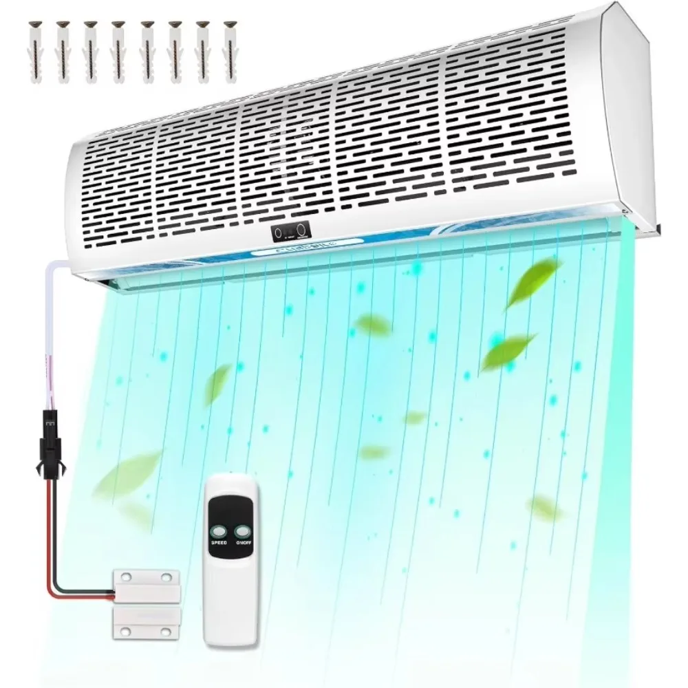 36'' Air Curtain, Magnetic Door Switch, Two Speeds Adjustable, Powerful Air Door,Commercial Indoor Fan, 80W, Industrial 110V