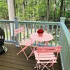 3-Piece Bistro Table and Chairs, Wrought Iron Bistro Set, Anti-Rust, Waterproof Folding Cafe Table and Chairs Set of 2, Foldable 1