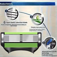 Lames de rasoir Green Color Upgrades à 6 couches, lames de rasoir en acier inoxydable allemand pour peaux sensibles, rasage précis et confortable 4