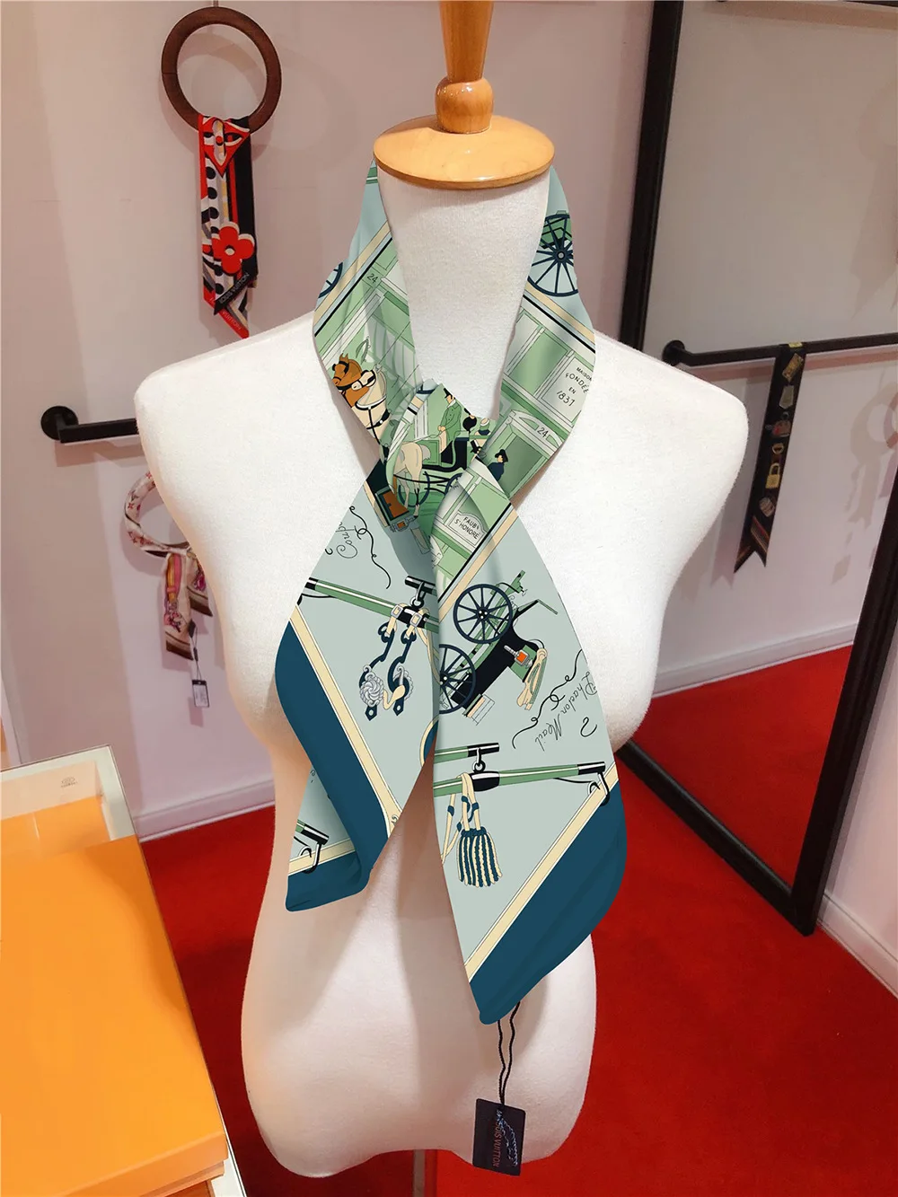 90 cm Twill Seide Schal Schal Luxus Marke Pferdekutsche Kette Quadrat Schal Frauen Hijabs Bandana Foulard Halstuch Kopf Schals – Detail 10