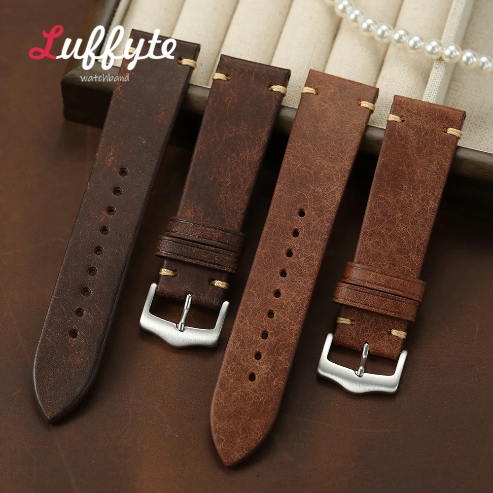 Vintage Frosted Cowhide Leather Watch Strap - High-Quality Accessory
