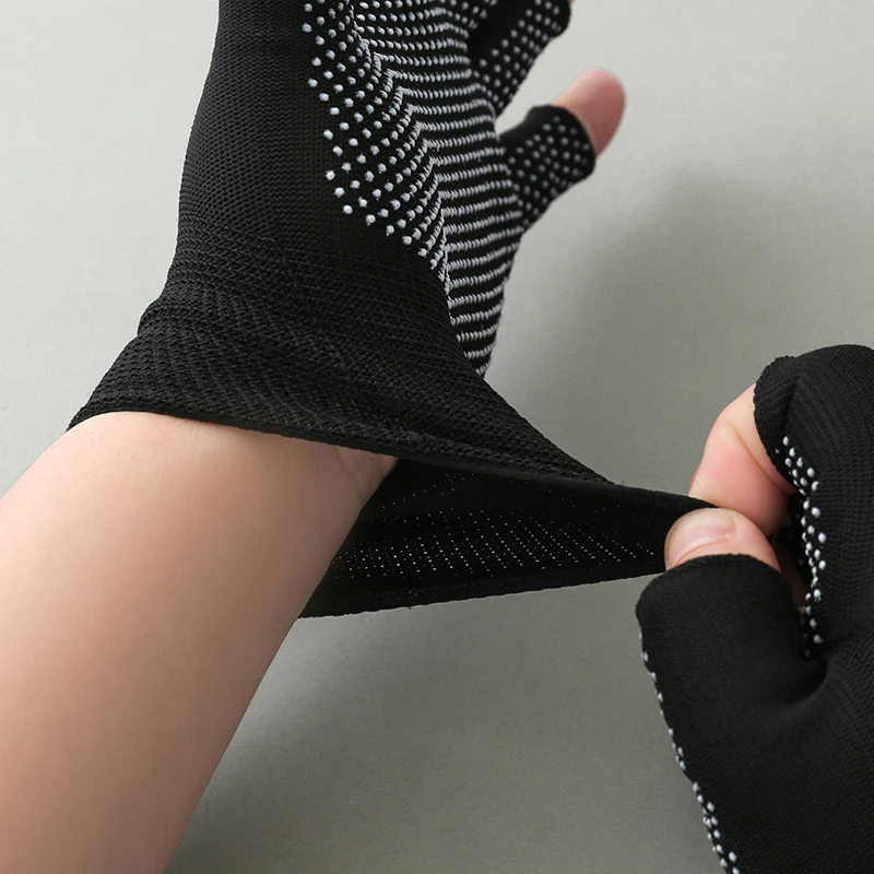 Fingerless Gloves Wear-resistant Nylon Work Gloves Fingerless Gloves Unisex Non-slip Cycling Driving Half Finger Mittens Sports Yoga